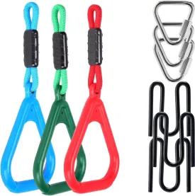 3 Colorful Triangle Holds for Monkey Line, Gorilla Line & Ninja Warrior Obstacle Courses  Complete Expansion Kit with Durable Buckles & Carabiners, Easy Setup, Safe & Secure Training Equipment