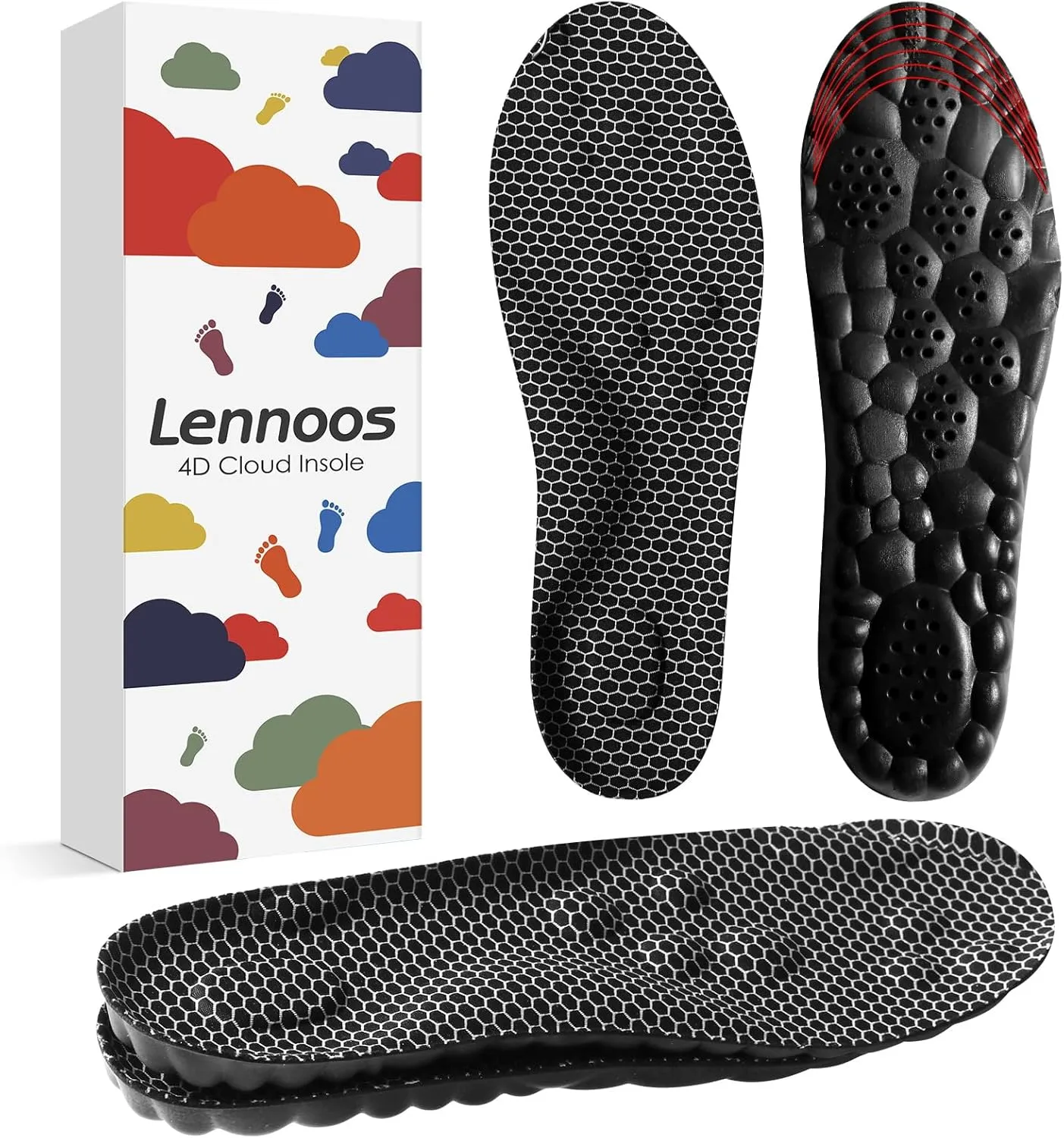 4D Cloud-Soft Comfort Soles for Men - Memory Foam Steppers Insoles with Graphene-Infused Fabric - Arch Support Trim to Fit Insoles for Enhanced Foot Comfort and Fatigue Relief (US M 5-7.5)