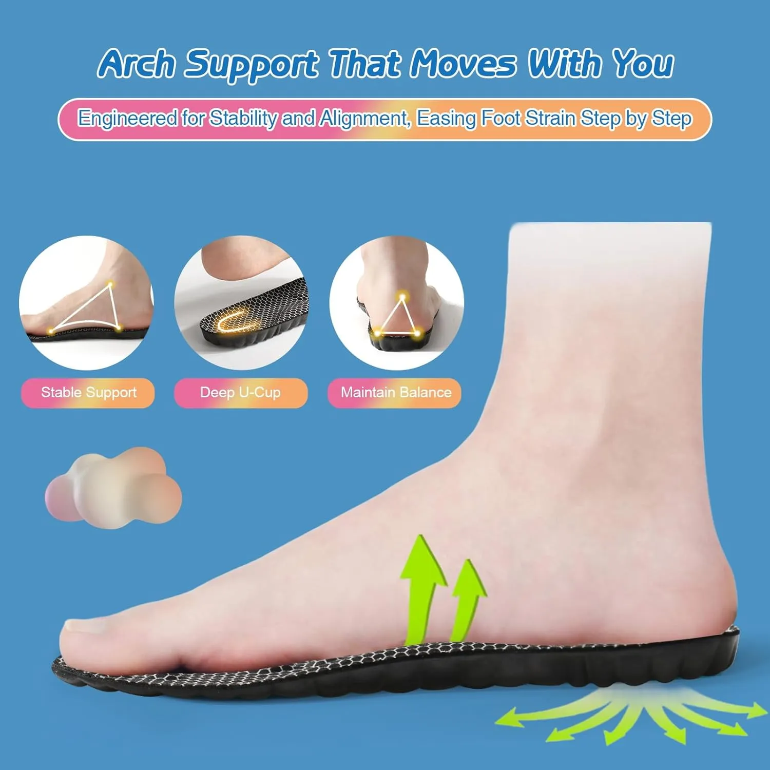 4D Cloud-Soft Comfort Soles for Men - Memory Foam Steppers Insoles with Graphene-Infused Fabric - Arch Support Trim to Fit Insoles for Enhanced Foot Comfort and Fatigue Relief (US M 5-7.5)