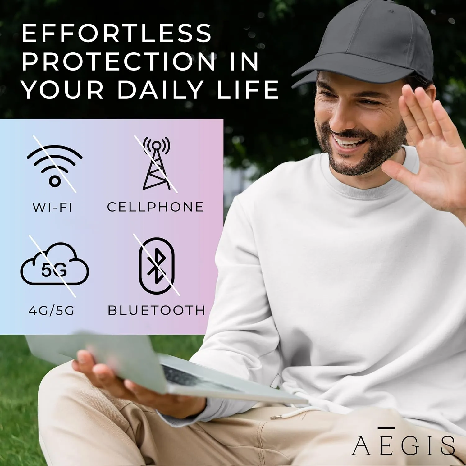 Aegis Apparel Faraday Hat, Silver Lining Fabric Blocks 99% of Wi Fi, Bluetooth, Cell Towers E M F Protection