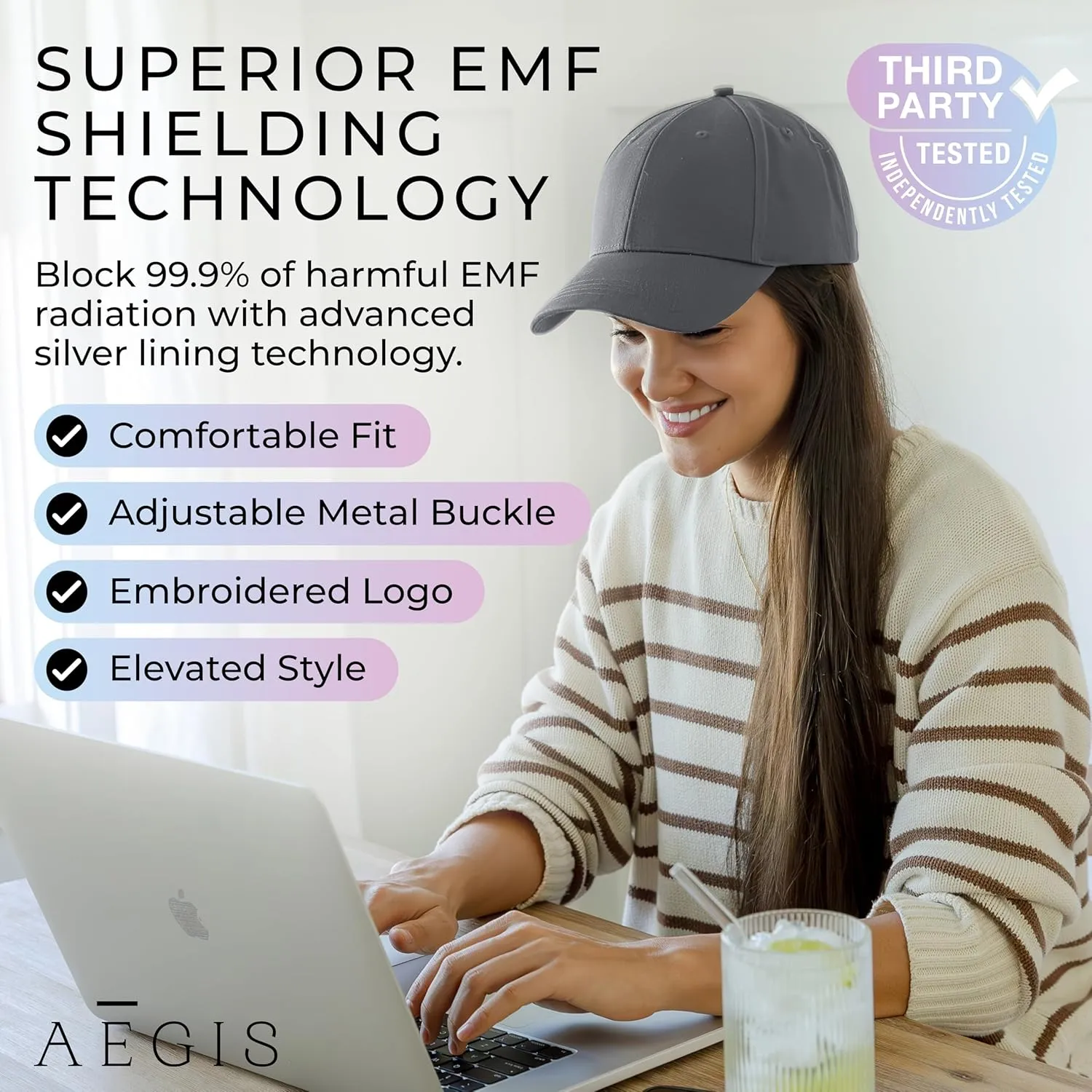 Aegis Apparel Faraday Hat, Silver Lining Fabric Blocks 99% of Wi Fi, Bluetooth, Cell Towers E M F Protection