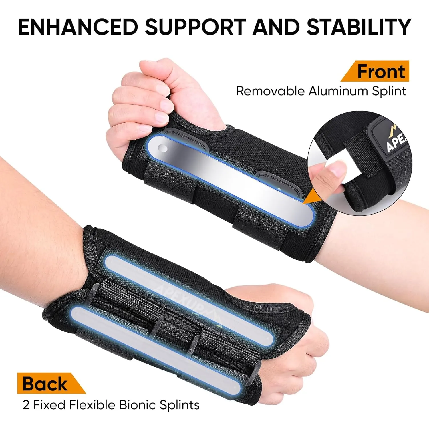 APEXUP Wrist Brace for Carpal Tunnel, Night Pain Relief Hand Brace with Adjustable Wrist Wraps and Splint for Men and Women, Ideal for Tendonitis, Arthritis, and Sprains (M, Right)