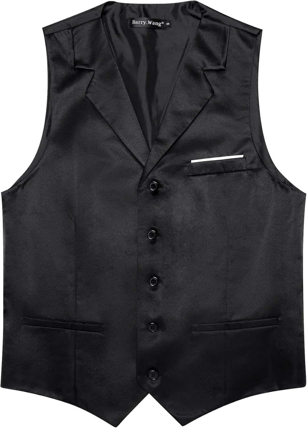 Barry.Wang Mens Satin Formal Suit Vest Tie Bowtie Set 8PC Lapel Collar Casual Slim Fit Waistcoat Wedding Party Tuxedo