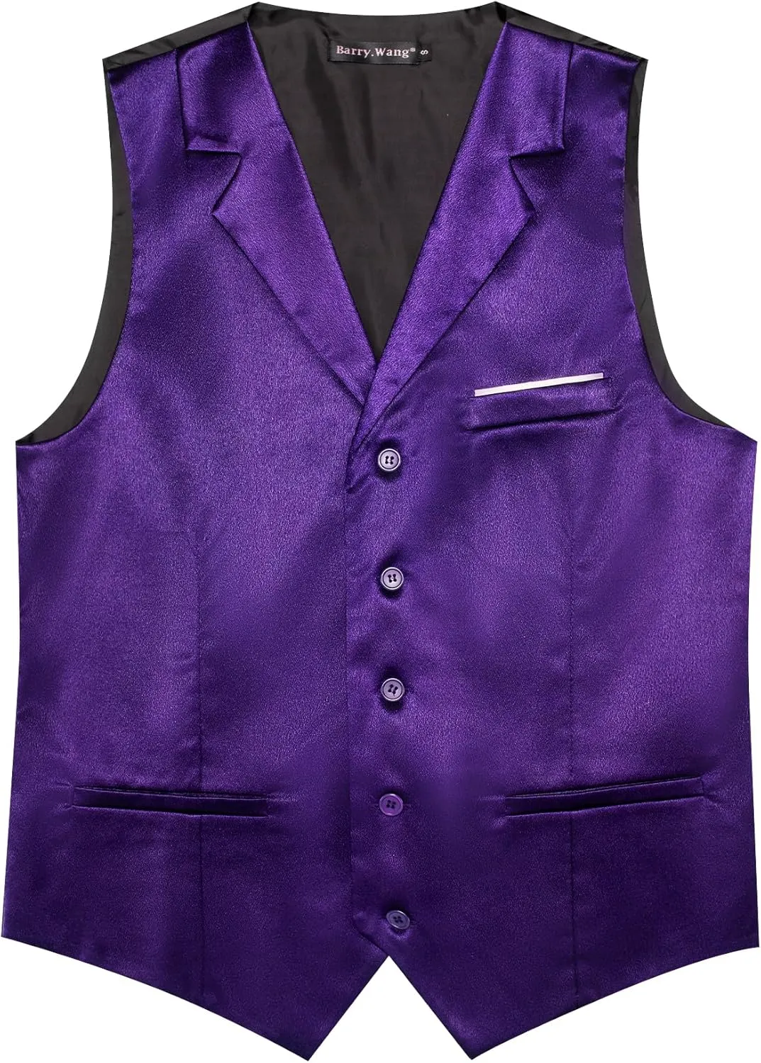 Barry.Wang Mens Satin Formal Suit Vest Tie Bowtie Set 8PC Lapel Collar Casual Slim Fit Waistcoat Wedding Party Tuxedo