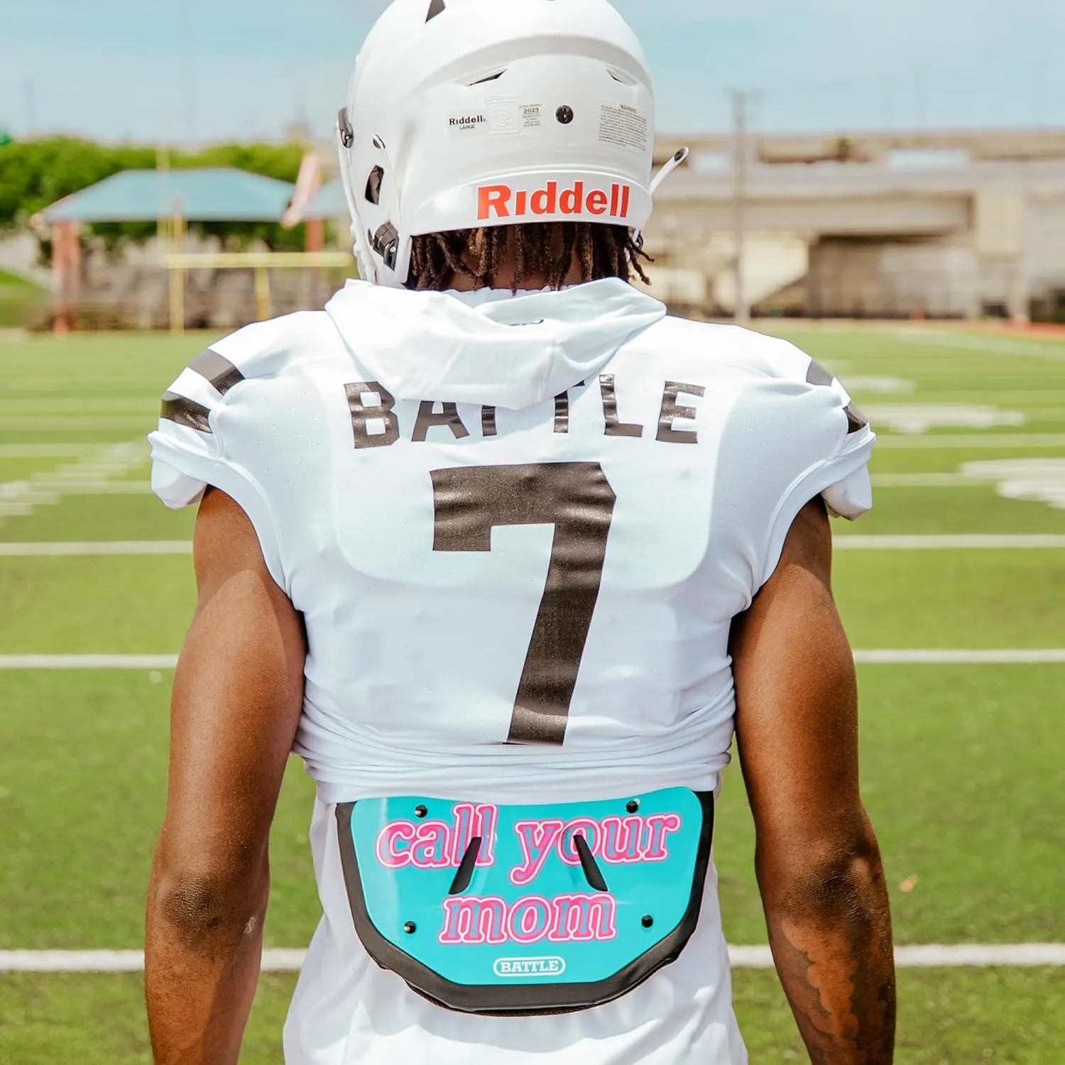 Battle Sports Novelty Football Back Plate  Hard Shell Lower Back Protector with Contoured Foam for High-Impact Protection for Youth, Kids and Adults
