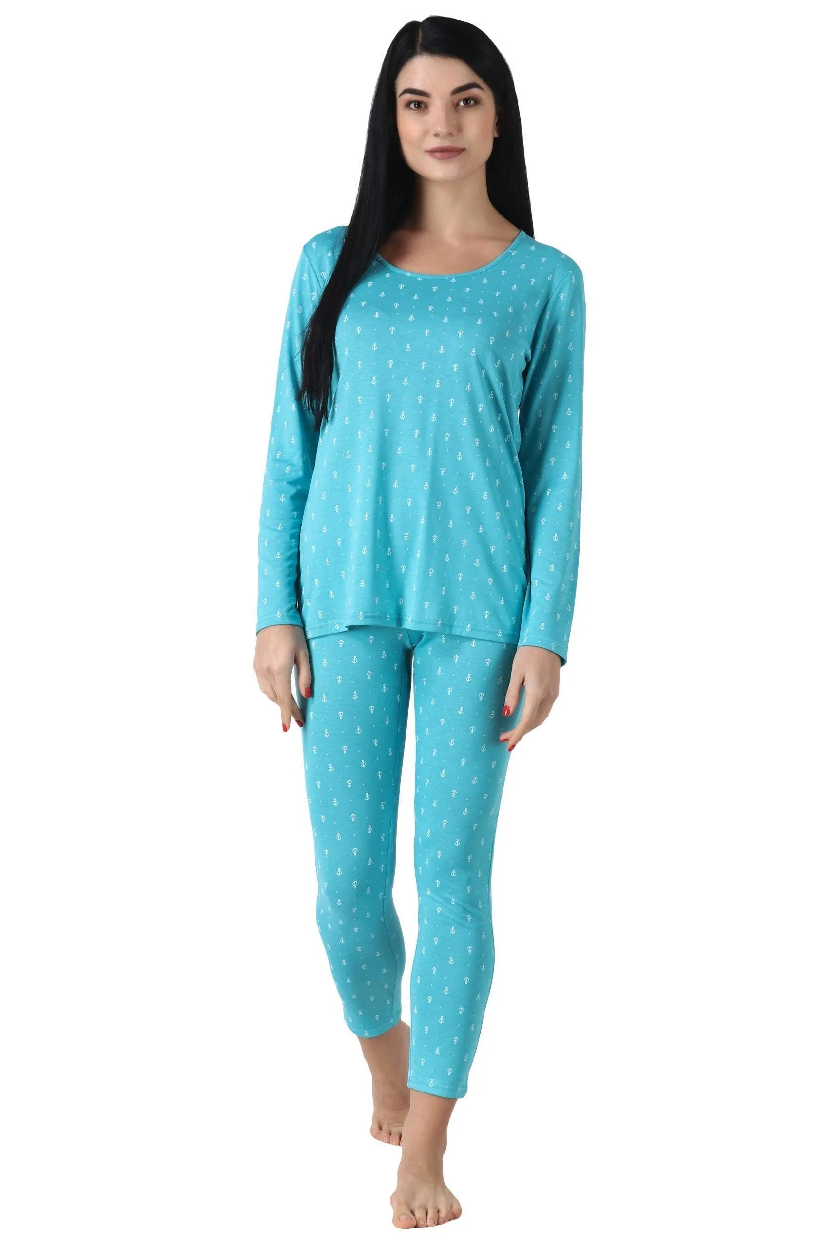 Blue Anchor All Over Printed Night Suit Set