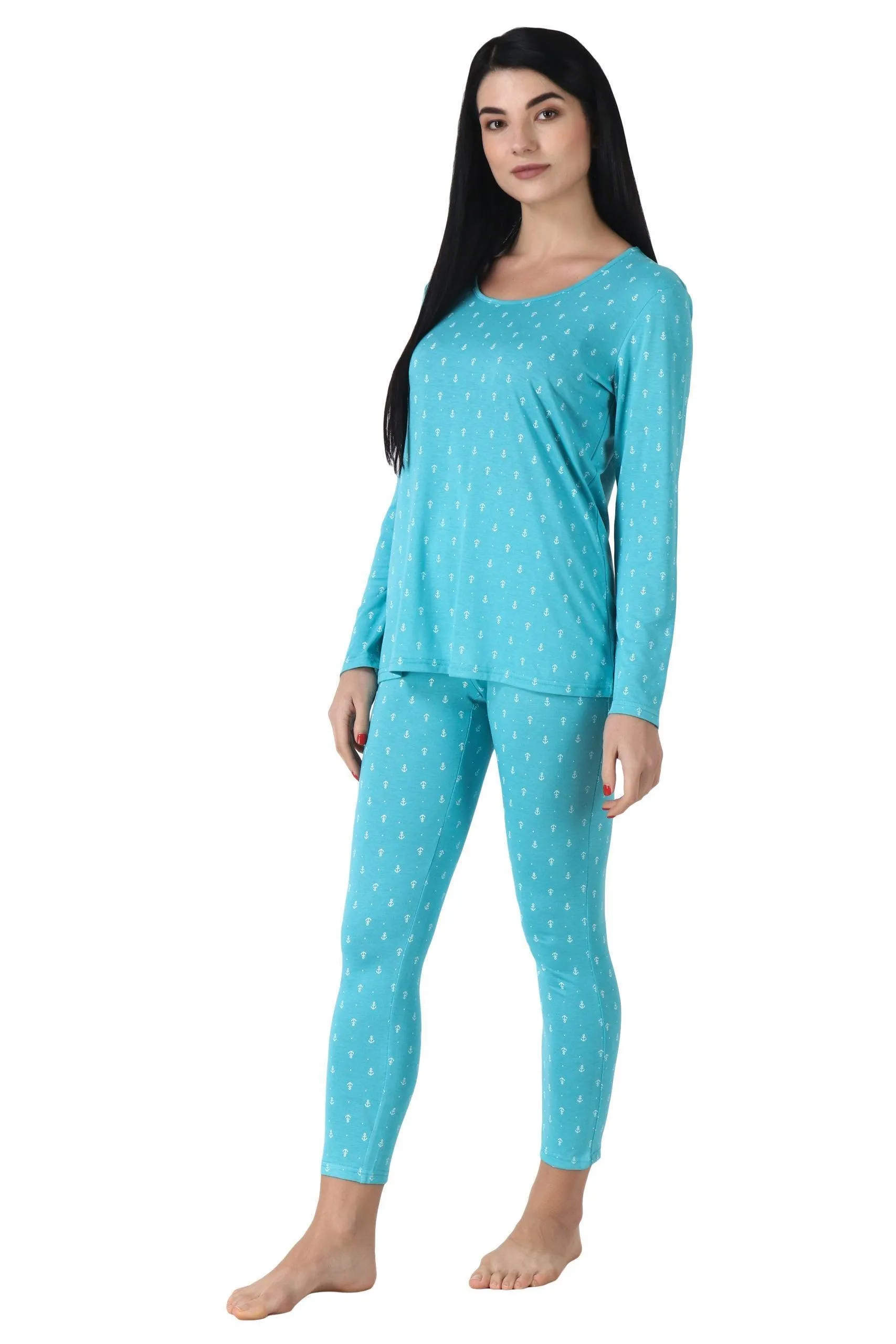 Blue Anchor All Over Printed Night Suit Set