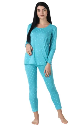 Blue Anchor All Over Printed Night Suit Set