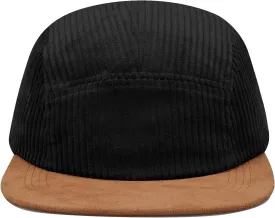 CLAPE 5 Panel Baseball Cap, Breathable Moisture-Wicking Corduroy Flat Brim Snapback Trucker Hat Adjustable Vintage Dad Hat