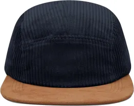 CLAPE 5 Panel Baseball Cap, Breathable Moisture-Wicking Corduroy Flat Brim Snapback Trucker Hat Adjustable Vintage Dad Hat