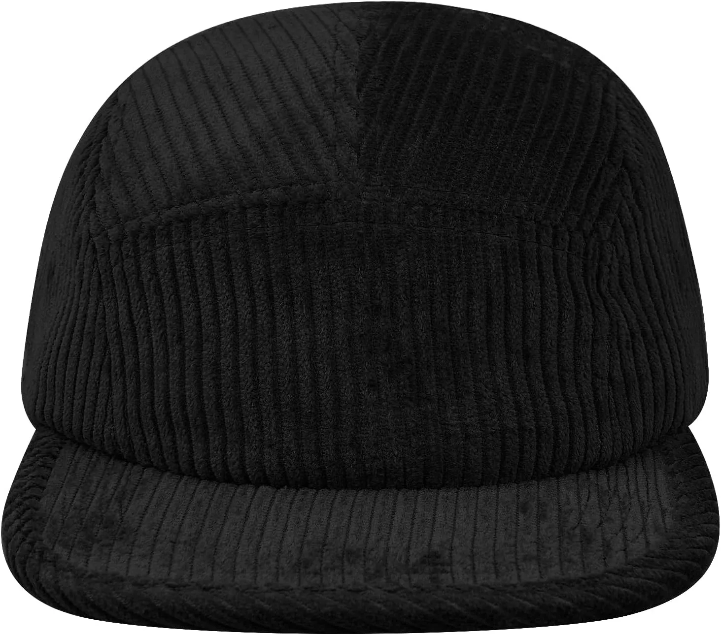CLAPE Snapback 5 Panel Baseball Cap, Corduroy Breathable Flat Brim Trucker Hat Adjustable Unstructured Dad Hat Ball Caps