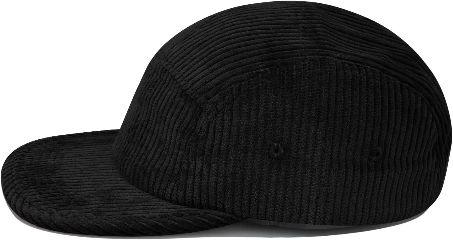 CLAPE Snapback 5 Panel Baseball Cap, Corduroy Breathable Flat Brim Trucker Hat Adjustable Unstructured Dad Hat Ball Caps