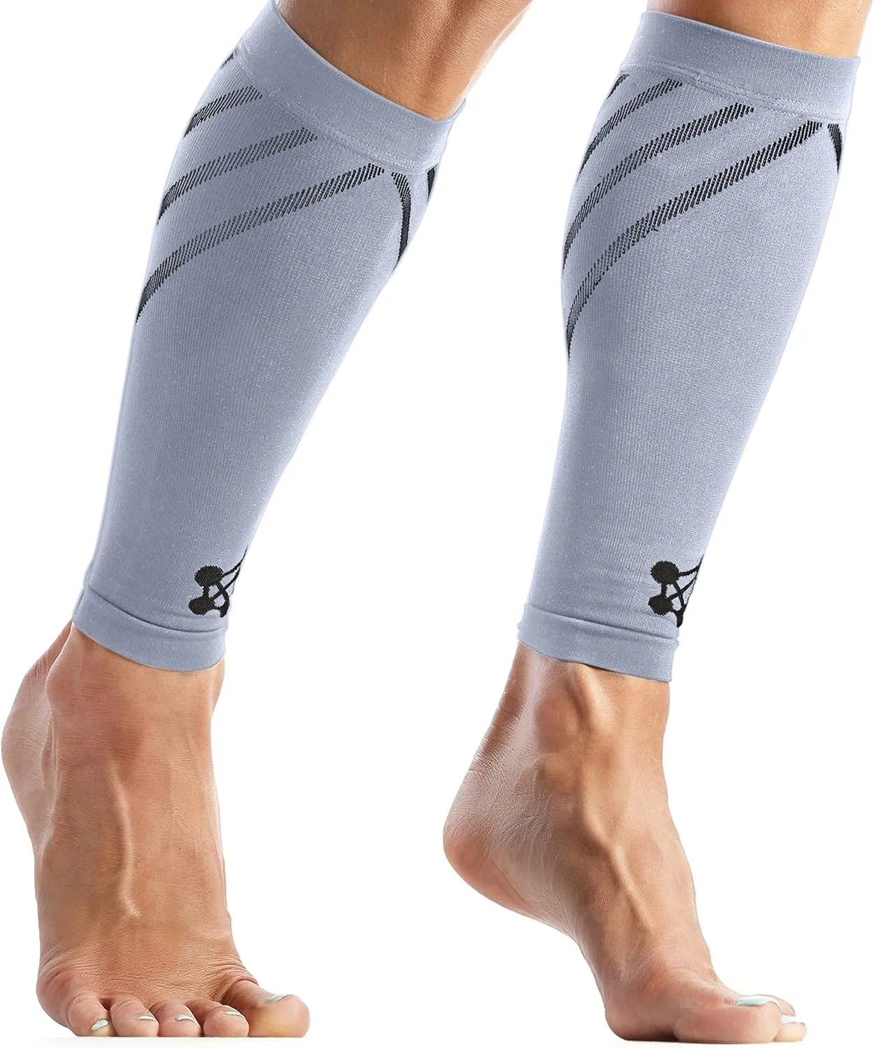 CopperJoint Running Calf Compression Sleeve Women  Easy-On Footless Calf Compression Sleeves for Men, Support Mens Leg Sleeves for Runners, Basketball, Sports, Copper Infused Nylon - Grey, Medium