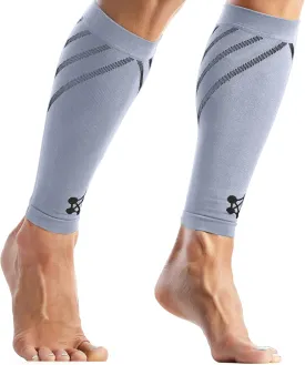 CopperJoint Running Calf Compression Sleeve Women  Easy-On Footless Calf Compression Sleeves for Men, Support Mens Leg Sleeves for Runners, Basketball, Sports, Copper Infused Nylon - Grey, Medium