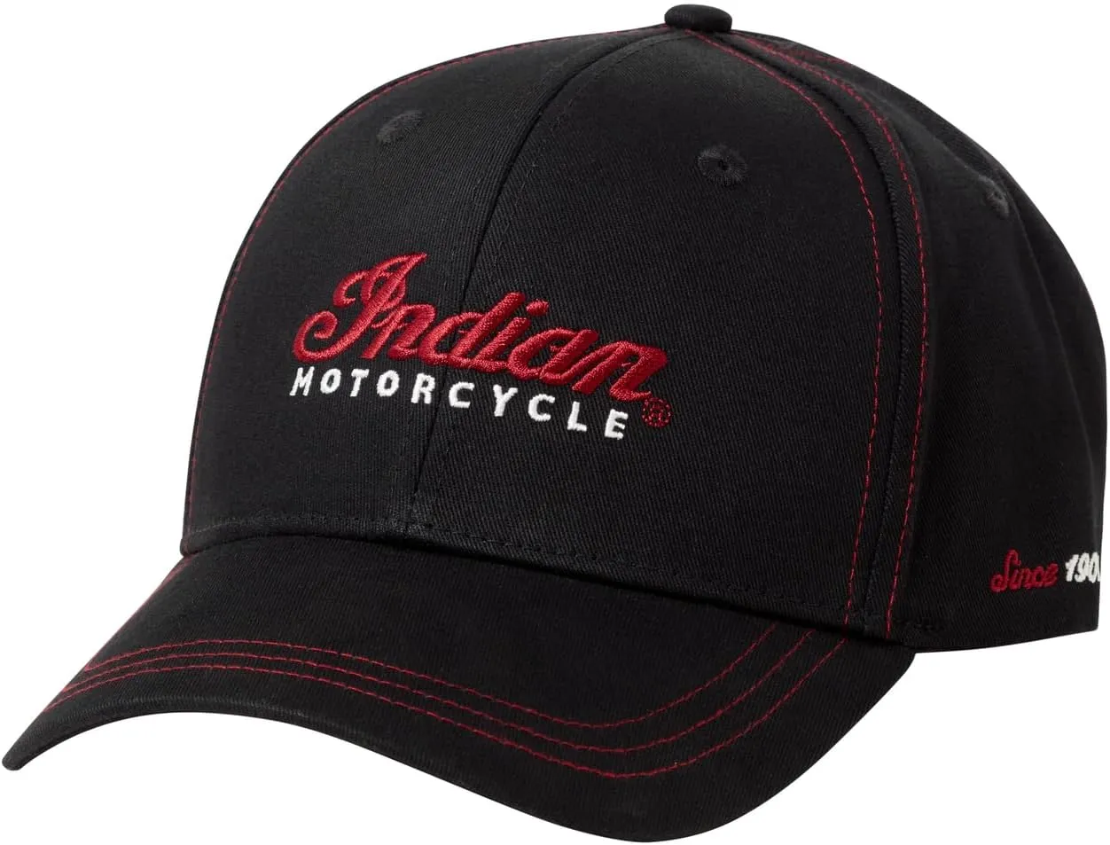 Indian Motorcycle Contrast Stitch Cap, Black, One Size, 100% Cotton, Durable and Soft, Strapback, Regular Fit - 2862744