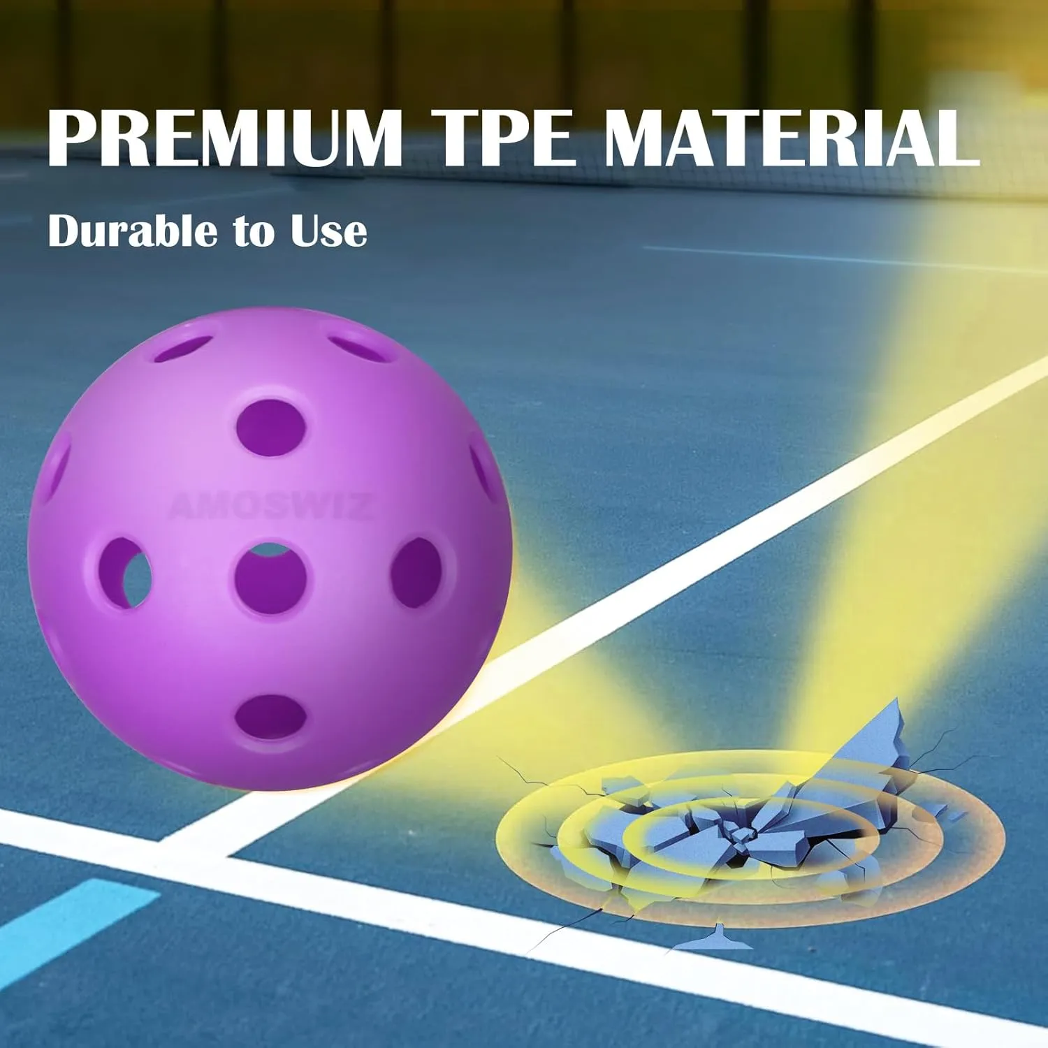 Indoor Pickleball Balls, 6 Pack of 26 Holes Pickleballs, Indoor Pickleballs Set, High Visibility Durable Pickle Balls for Training and Tournament