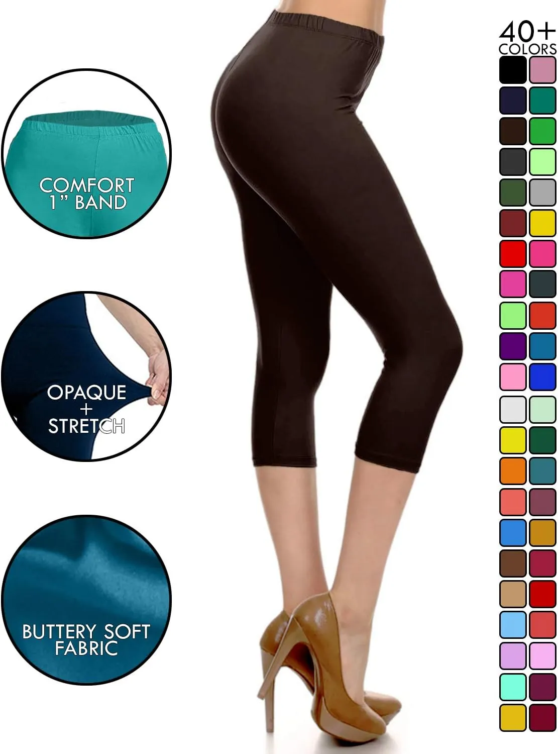 Leggings Depot Women's High Waist Leggings Soft 1 Waistband Solid Pants - Regular, Plus, 1X3X, 3X5X