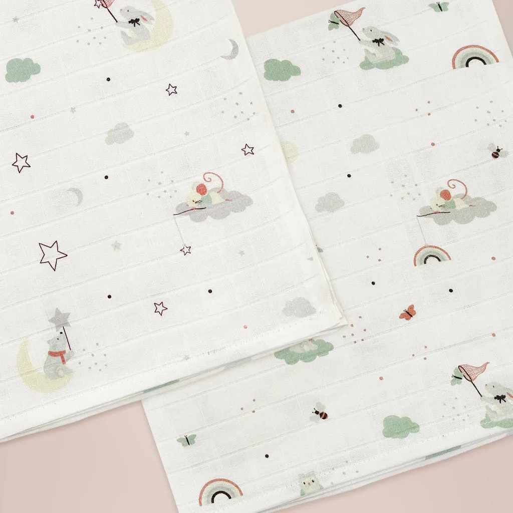 Little Love Muslins and Socks New Baby Gift Set, Pink