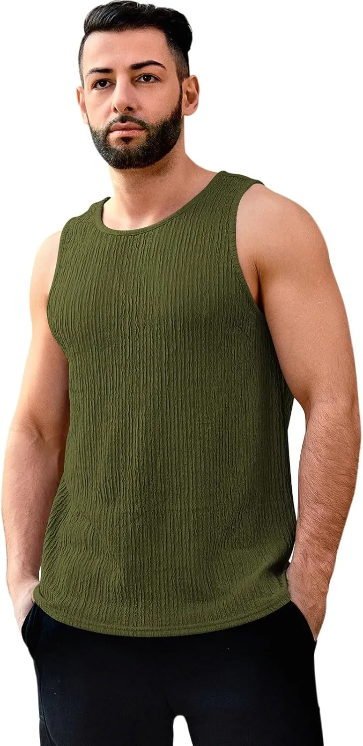Men's Tank Tops Summer Sleeveless T Shirt Casual Ribbed Knit Muscle Basic Tee Shirts