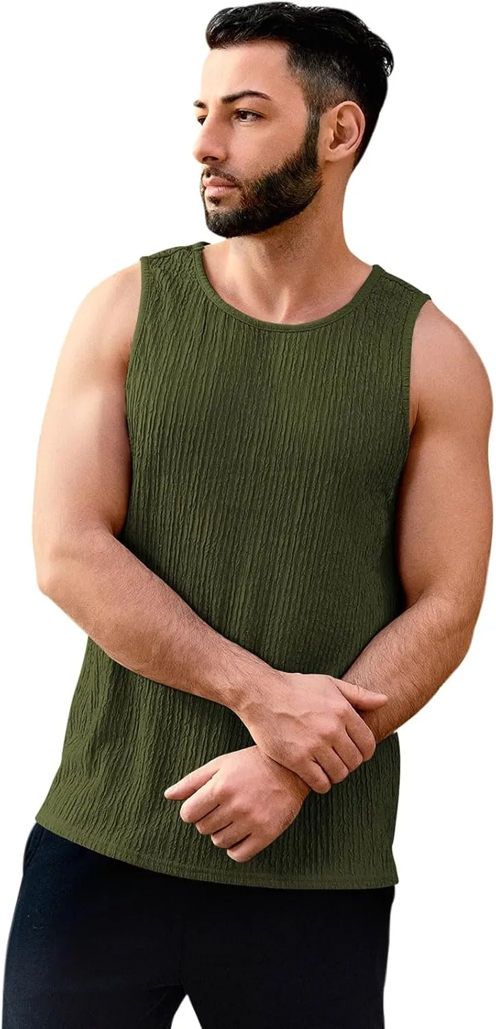 Men's Tank Tops Summer Sleeveless T Shirt Casual Ribbed Knit Muscle Basic Tee Shirts