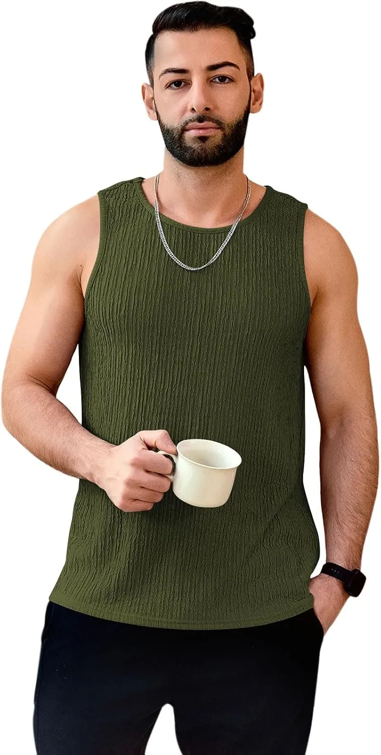 Men's Tank Tops Summer Sleeveless T Shirt Casual Ribbed Knit Muscle Basic Tee Shirts