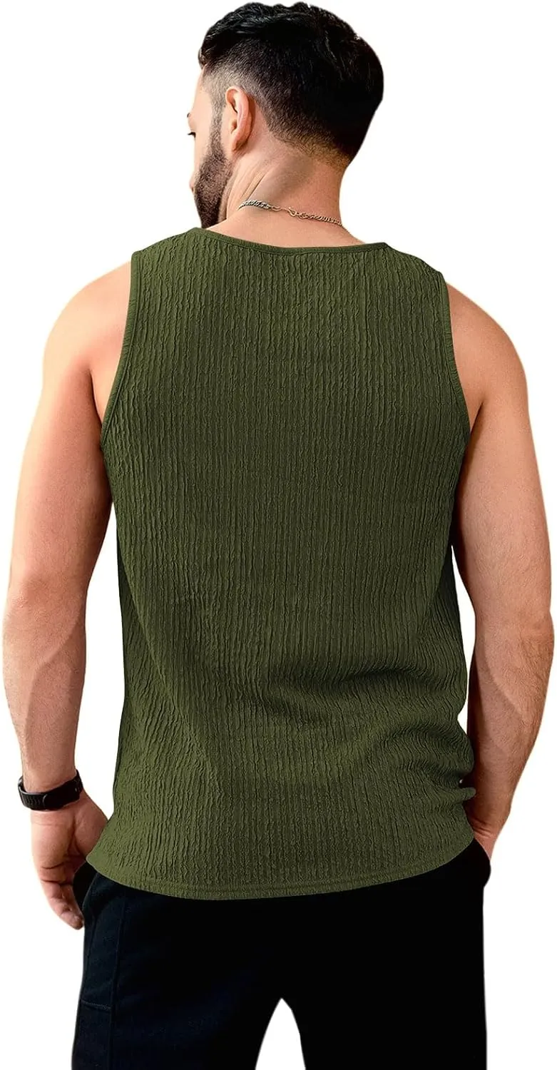 Men's Tank Tops Summer Sleeveless T Shirt Casual Ribbed Knit Muscle Basic Tee Shirts