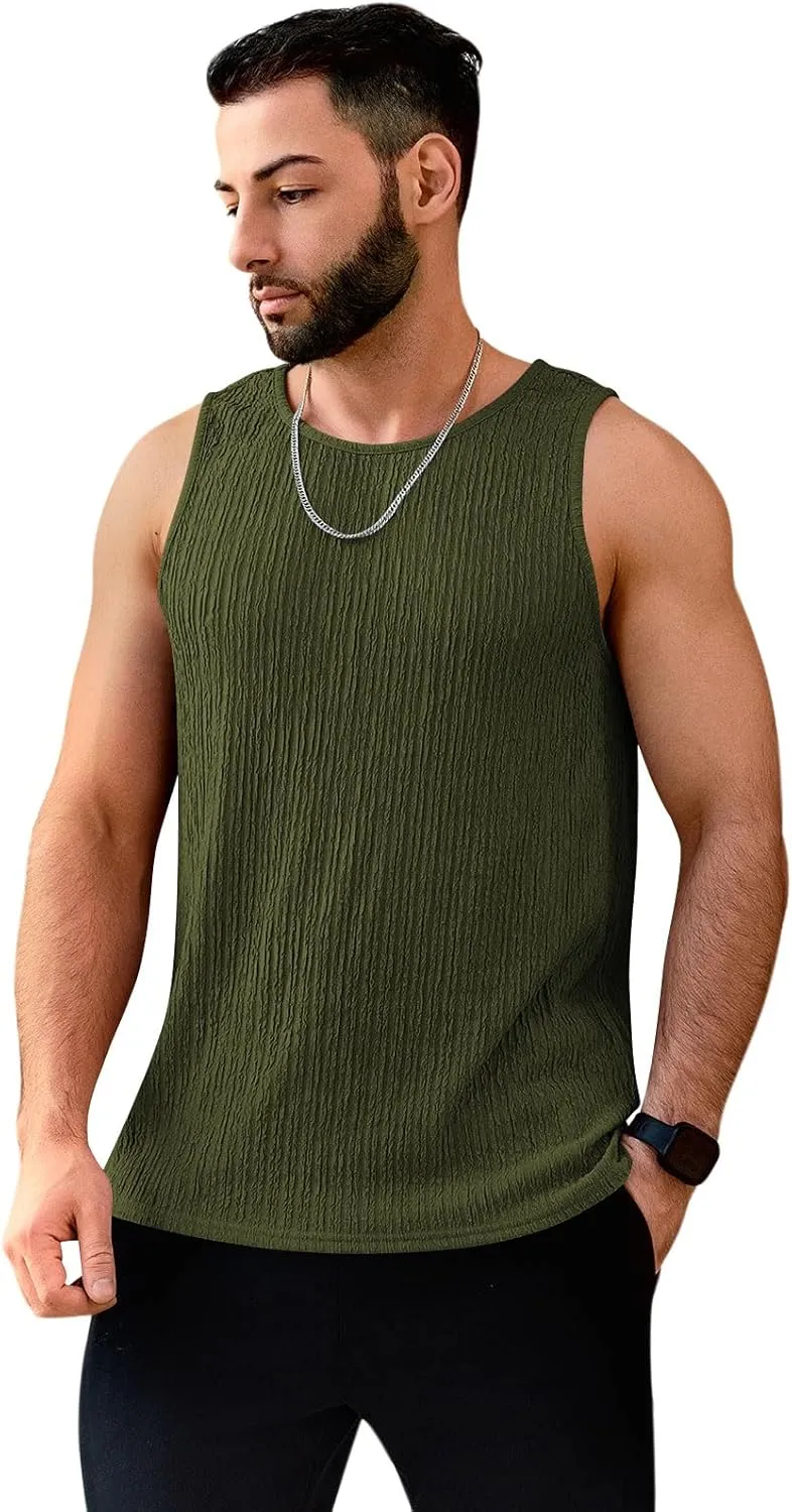 Men's Tank Tops Summer Sleeveless T Shirt Casual Ribbed Knit Muscle Basic Tee Shirts