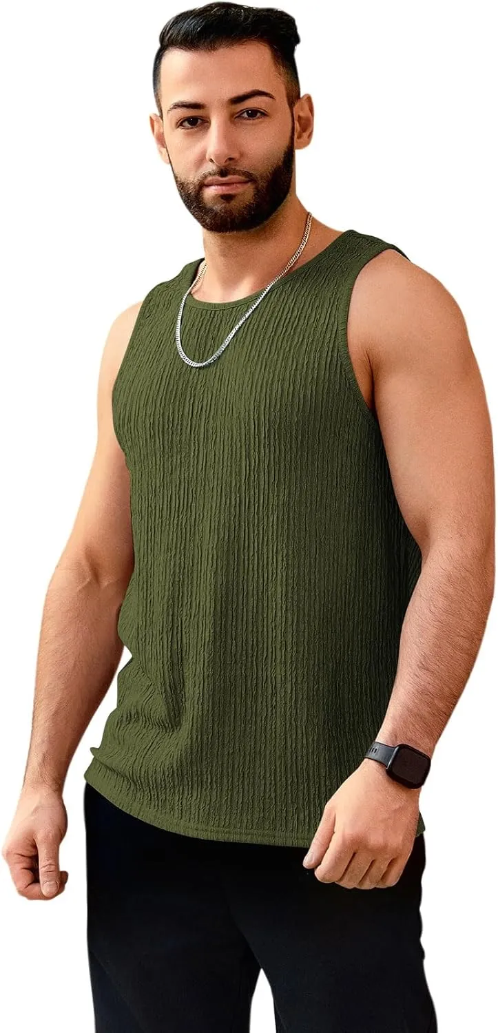 Men's Tank Tops Summer Sleeveless T Shirt Casual Ribbed Knit Muscle Basic Tee Shirts