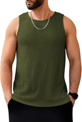 Men's Tank Tops Summer Sleeveless T Shirt Casual Ribbed Knit Muscle Basic Tee Shirts