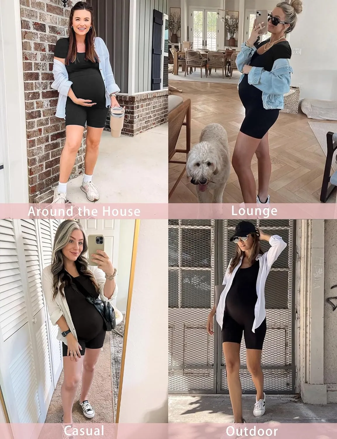 Peauty Buttery Soft Maternity Bodysuit  Short Sleeve Romper, Square Neck, Photoshoot Casual Workout Maternity-Clothes