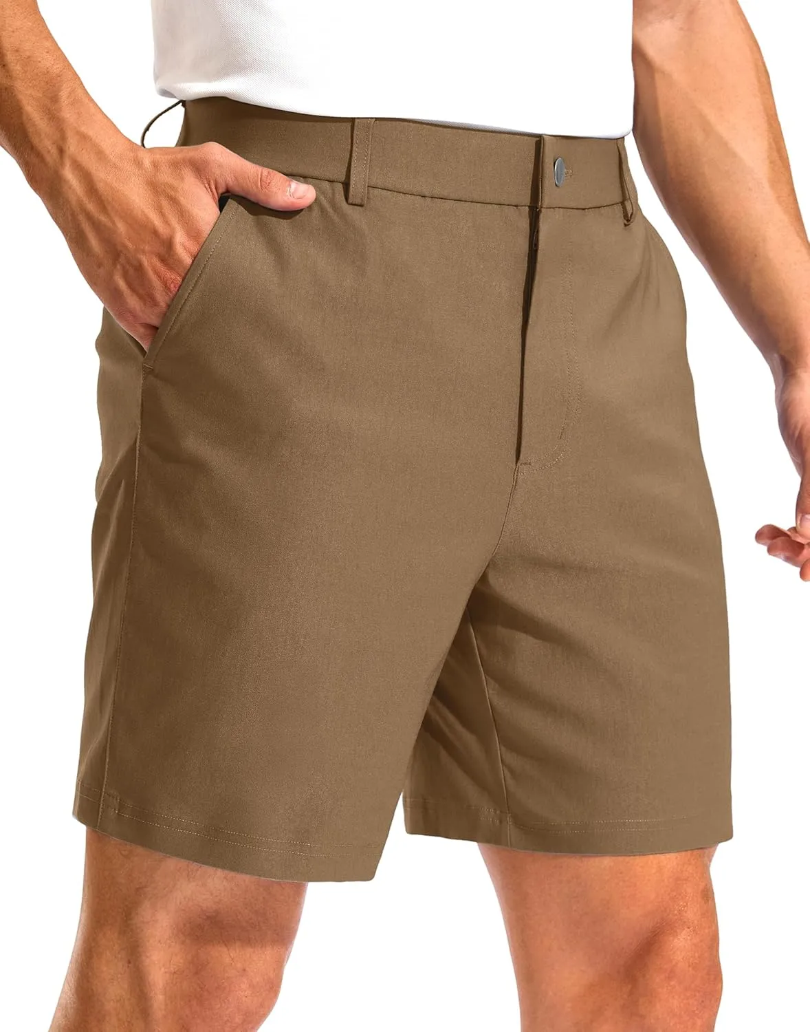 Pudolla Men's Golf Dress Shorts 7" Stretch Casual Work Hybrid Shorts for Men with 3 Pockets Quick Dry Breathable