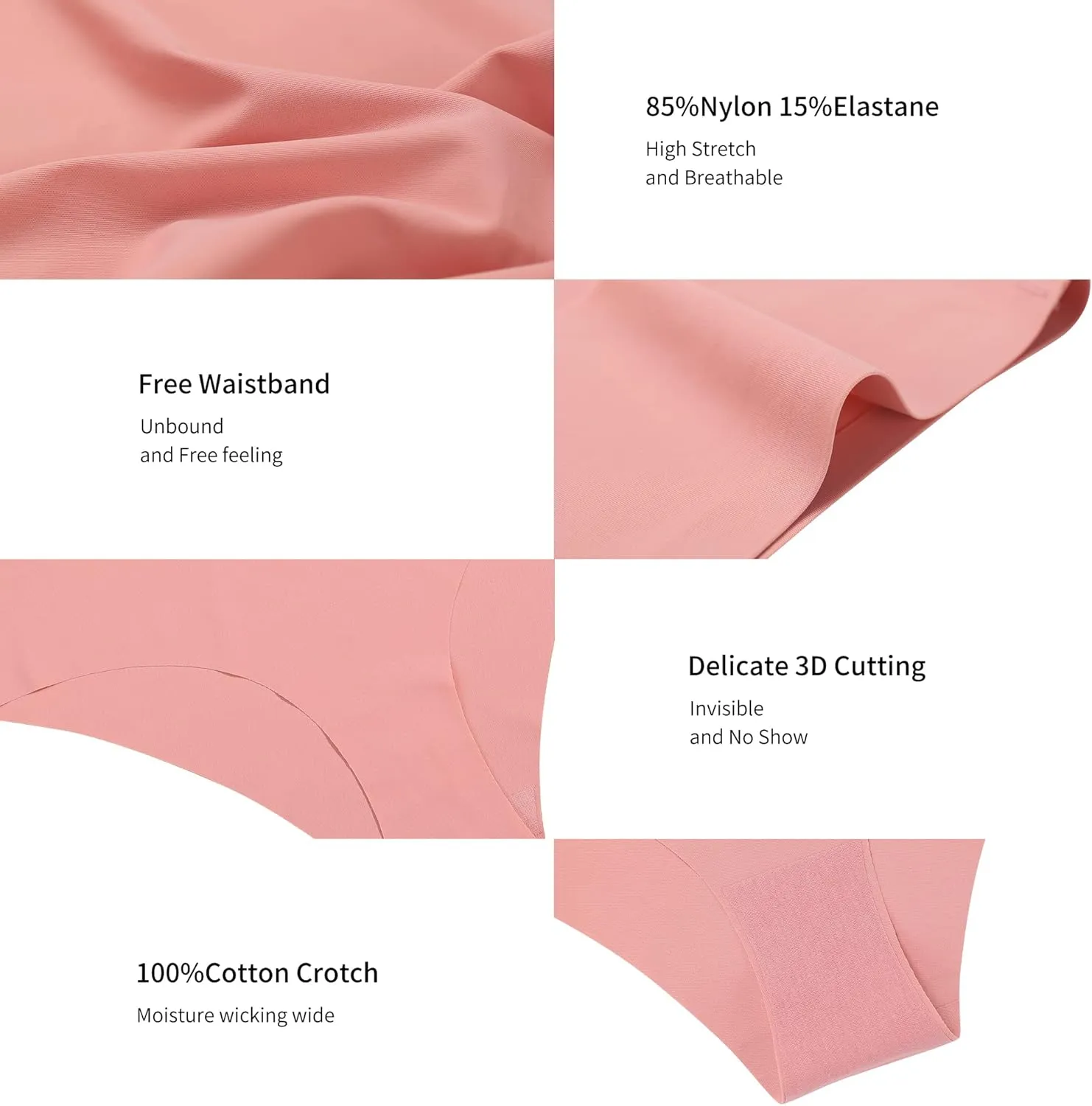 SHARICCA Women Seamless Cheeky Bikini No Show Panties Ladies Invisible Breathable Briefs Soft Stretch Underwear Multi Pack