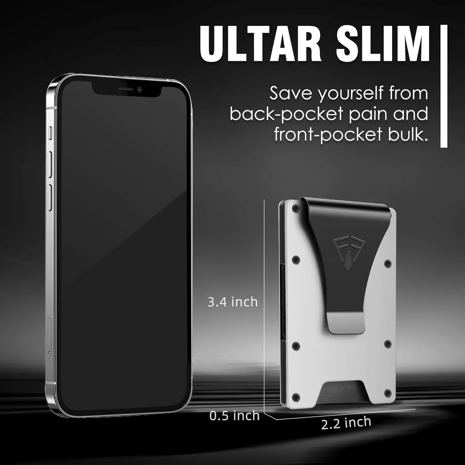 Slim Minimalist Wallet for Men with Money Clip - 15 Credit Card Holder RFID Wallet for Men - Front Pocket Mens Wallet with Compact Design - Easy to Access for Cards - Ideal Gift for Him(Matte Grey)