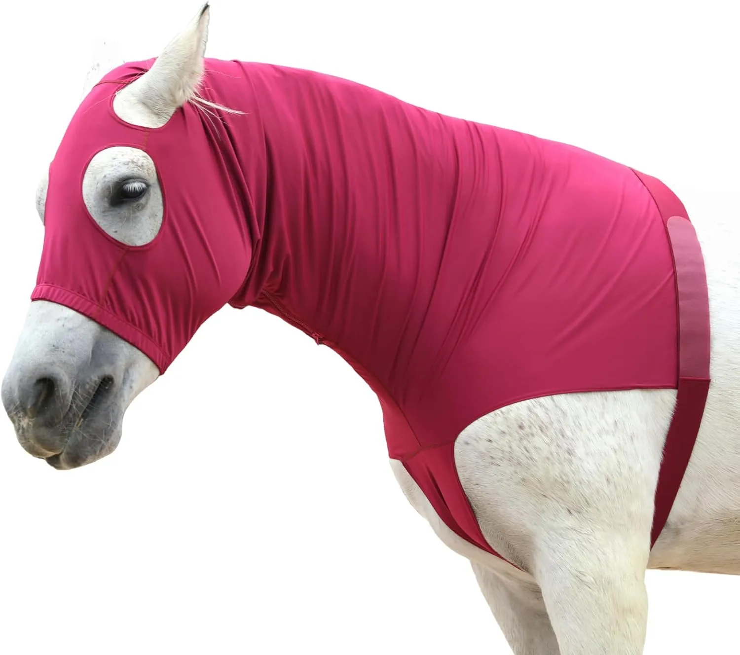 Stretch Horse Slinky Hood Spandex Mane Stay Hoods with Zipper WineRed X-Large