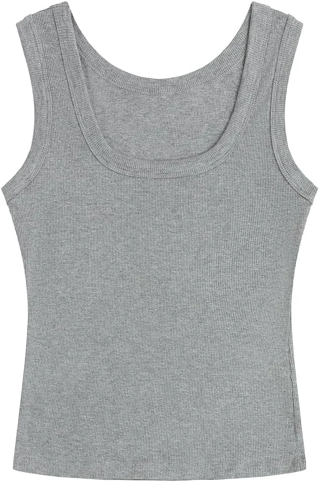 SVALIY Summer Womens Tank Tops 2024 Square Neck Fitted Sleeveless Shirts for Women Ribbed Basic Top