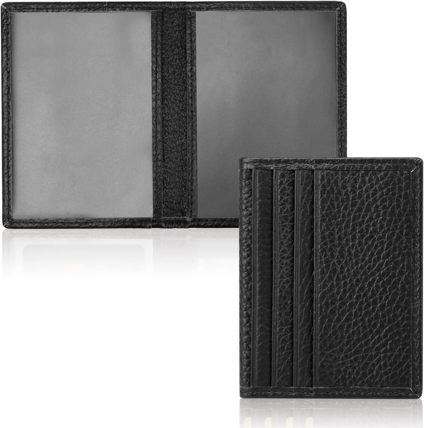 Unaone Slim Minimalist Wallet - Premium Leather Card Holder Card Case RFID Blocking Front Pocket Wallets with 8 Card Slots and 2 ID Window, Black
