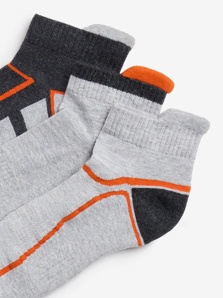 WES Lounge Grey Colour-Block Socks - Pack of 3