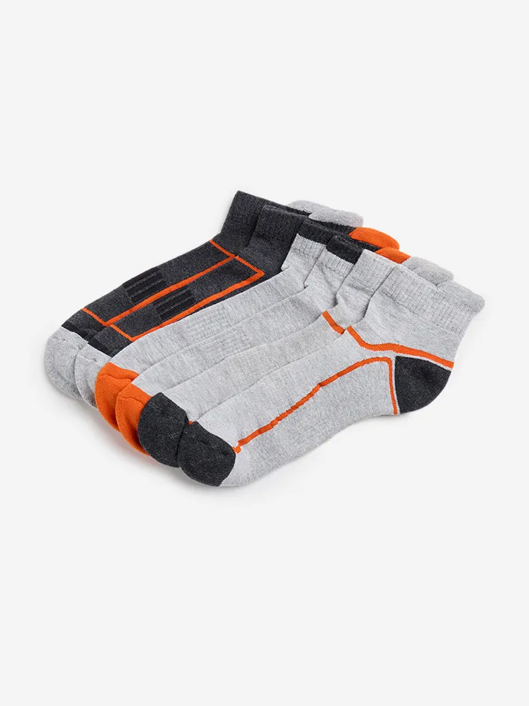 WES Lounge Grey Colour-Block Socks - Pack of 3