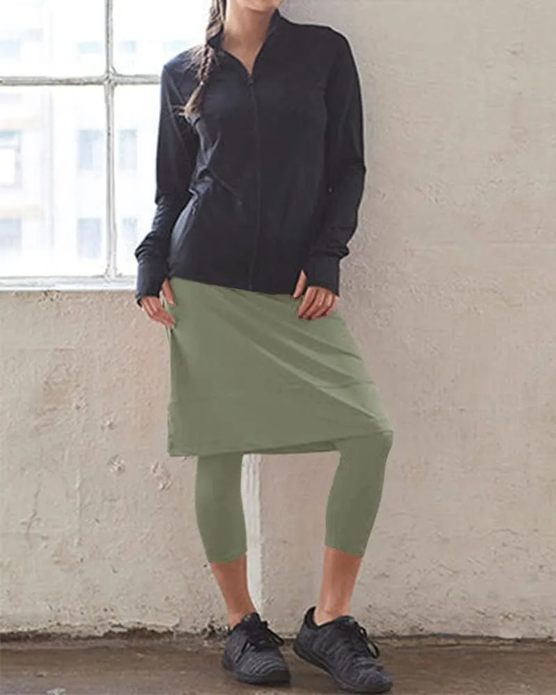 Women 20" Knee Length Tennis Skirt with Built in Legging Golf Skirts Skirted Legging with Pockets