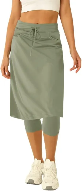 Women 20" Knee Length Tennis Skirt with Built in Legging Golf Skirts Skirted Legging with Pockets