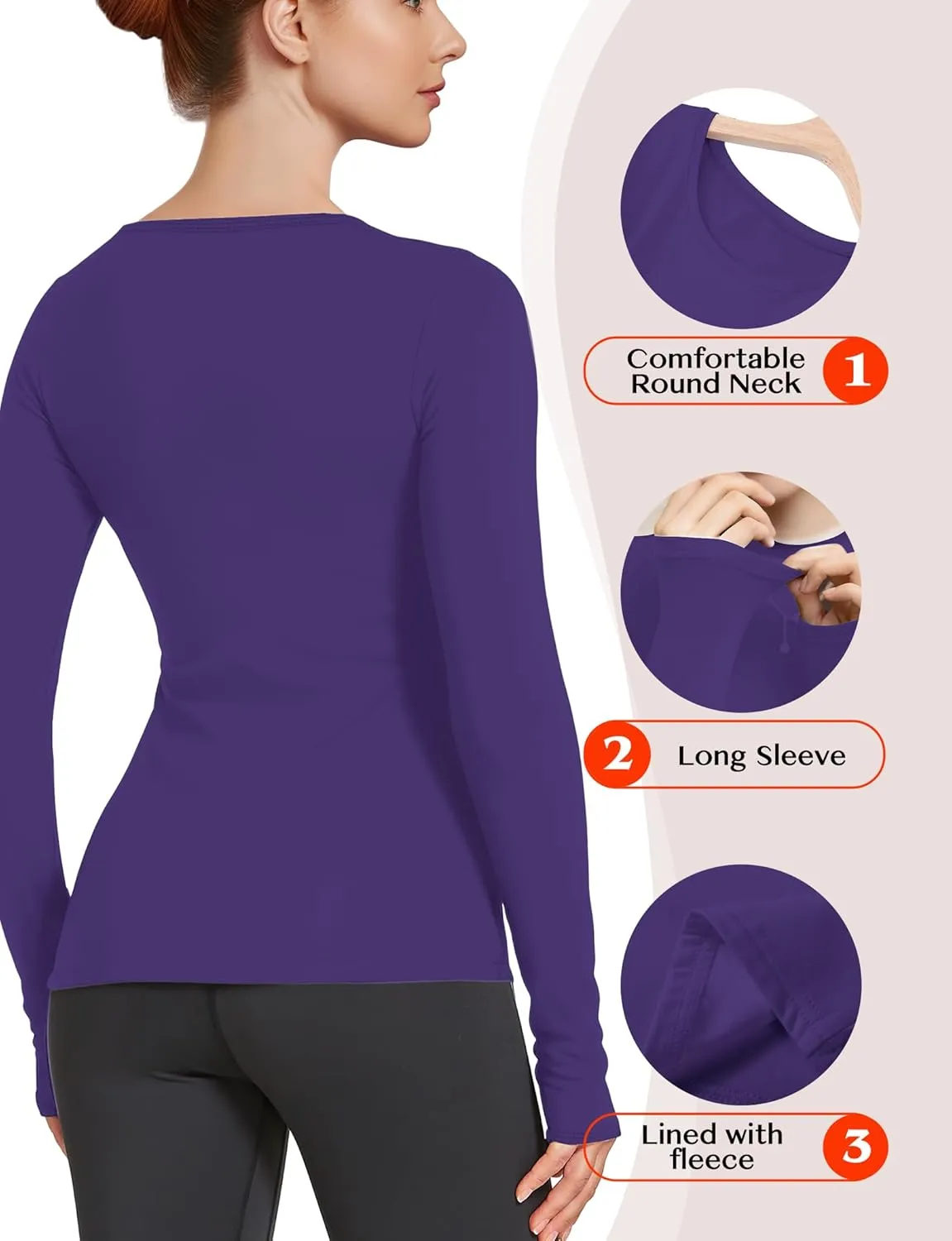 Women's Long Sleeve Thermal Underwear Lightweight Compression Baselayer Shirt Women Clothing Premium Comfort Winter Tops