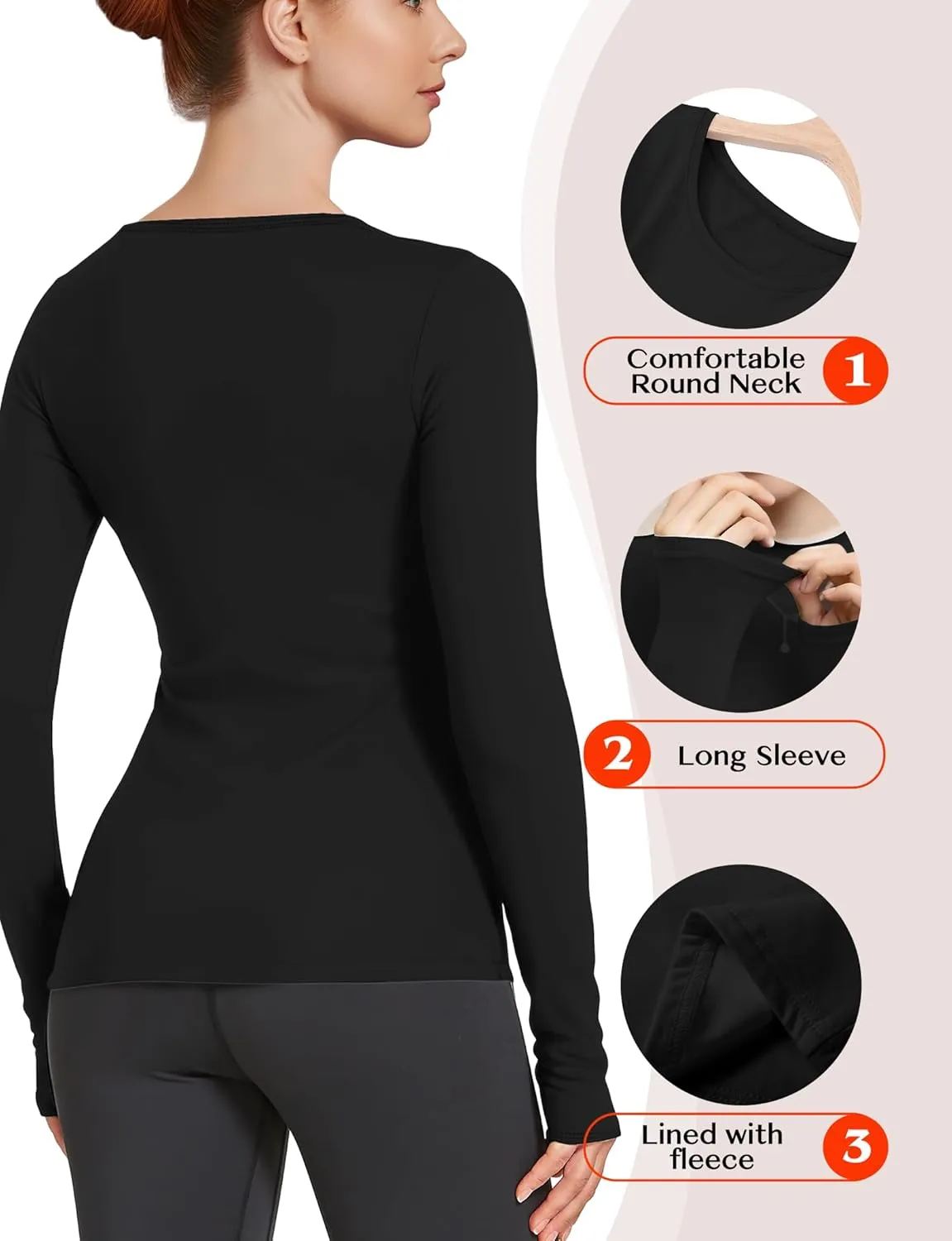Women's Long Sleeve Thermal Underwear Lightweight Compression Baselayer Shirt Women Clothing Premium Comfort Winter Tops