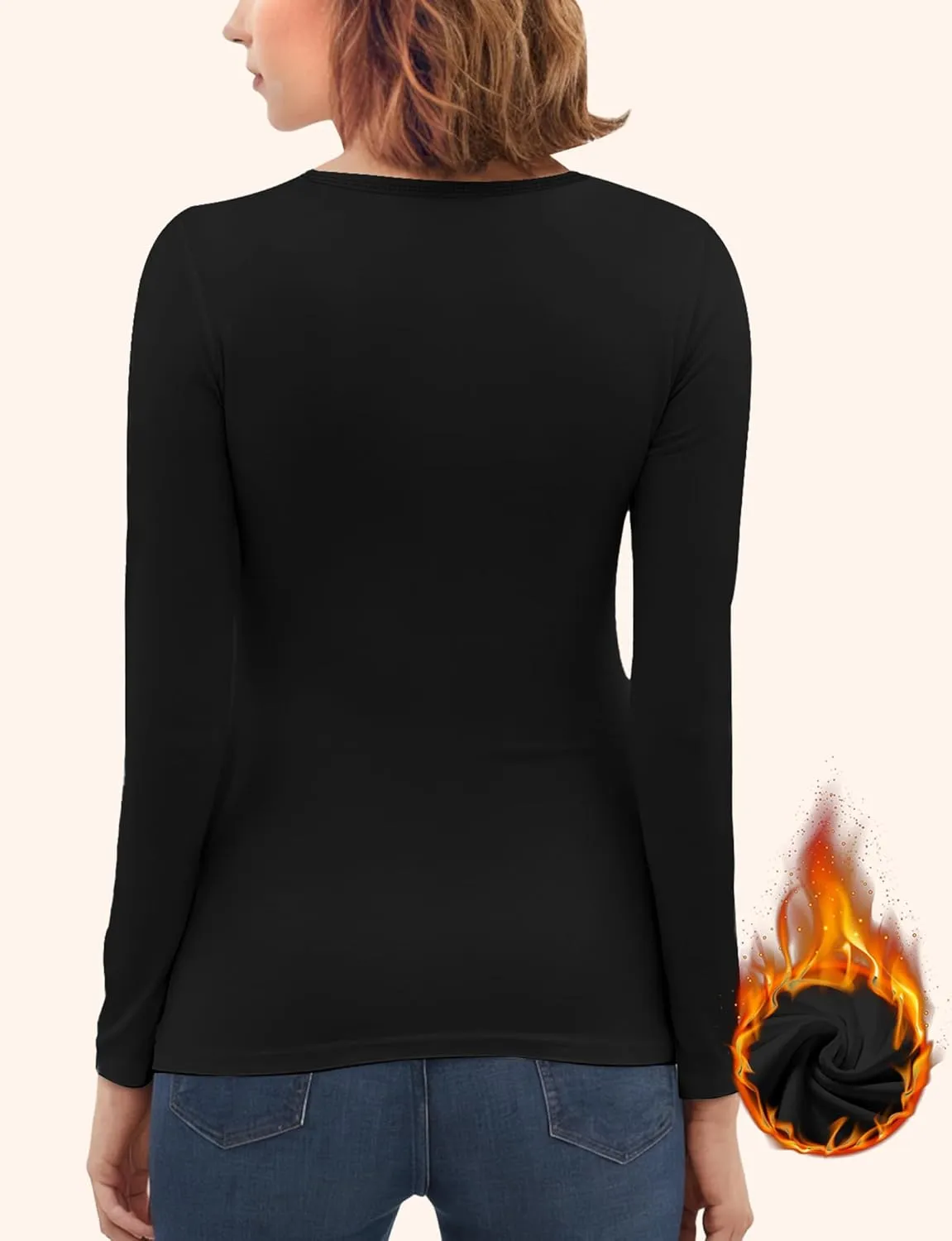 Women's Long Sleeve Thermal Underwear Lightweight Compression Baselayer Shirt Women Clothing Premium Comfort Winter Tops